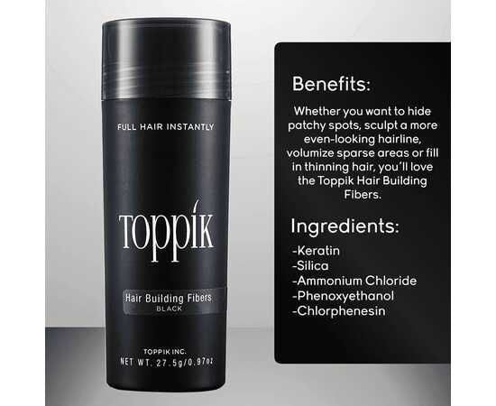 Toppik Caboki Hair Building Fibers Makes thin hairs thick everyday (27.5gm - Black)