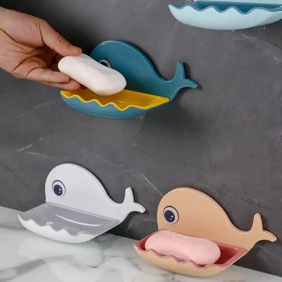 Fish Shape Soap Box Bathroom Drain Soap Holder Rack Self Adhesive Wall Mounted Soap Tray Plate Bathroom Supplies