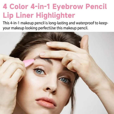 Makeup Pen 4 in 1 Eyebrow Pencil Waterproof Long Lasting Easy Color Eyebrow Lip Highlighter Pen Sweatproof Makeup Cosmetic Tool