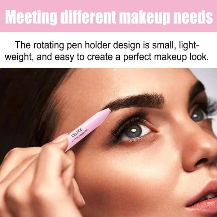 Makeup Pen 4 in 1 Eyebrow Pencil Waterproof Long Lasting Easy Color Eyebrow Lip Highlighter Pen Sweatproof Makeup Cosmetic Tool