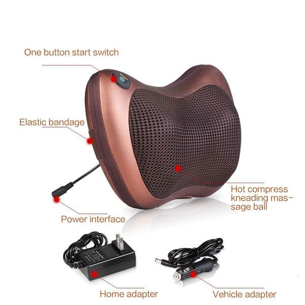 Pillow Massager With Deep Kneading Heated Massage Nodes Electric Cervical Body Massager