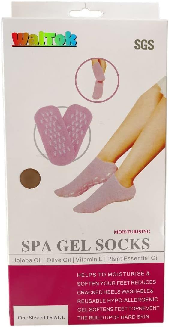 Short Moisturizing Socks WalTok Cotton Spa Gel Moisture Socks Gel Inner Lining Infused with Essential Oils Best for Repairing Softeing Dry Cracked Feet Skins