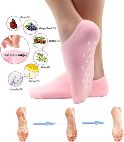 Short Moisturizing Socks WalTok Cotton Spa Gel Moisture Socks Gel Inner Lining Infused with Essential Oils Best for Repairing Softeing Dry Cracked Feet Skins