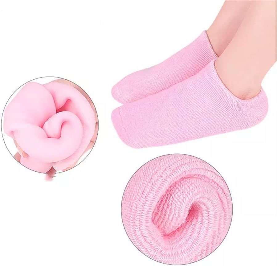 Short Moisturizing Socks WalTok Cotton Spa Gel Moisture Socks Gel Inner Lining Infused with Essential Oils Best for Repairing Softeing Dry Cracked Feet Skins