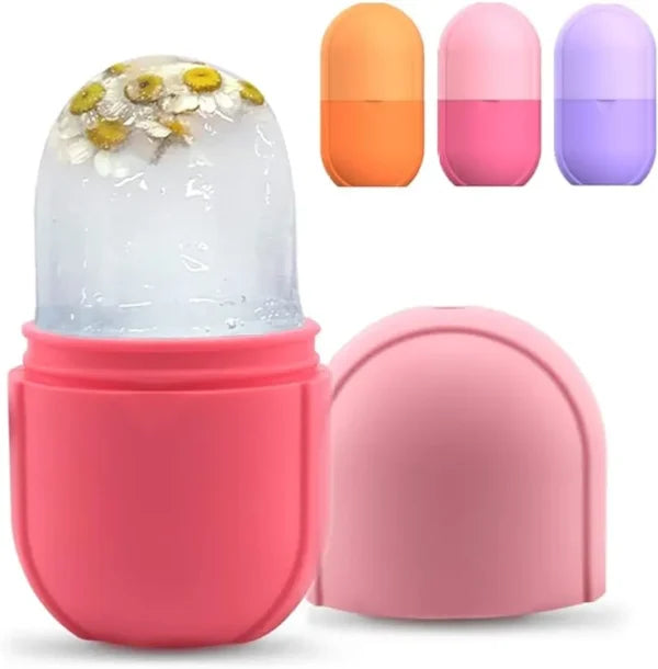 Silicone Cube Tray Shape Face Facial Ice Roller | Massage Face Roller | Frozen Facial Reusable Ice Face Roller Skincare Tool ( Random colors) (Lc)